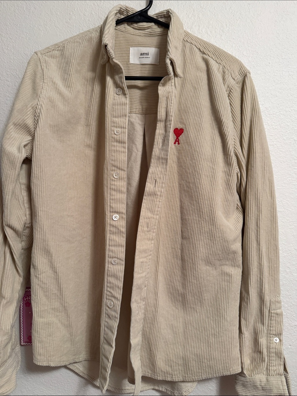 Ami Beige Corduroy Button-Down Shirt Size XS